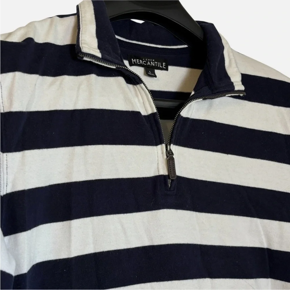 J. Crew Mercantile Polo Shirt Men's L Half Zip Sueded Cotton Jersey Retro Preppy